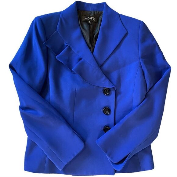 KASPER Blue 3 Button Blazer Size Small - Picture 1 of 6